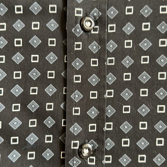 English Laundry Geometric Print Long Sleeve Button Up Dress Shirt Black New Sz L - Picture 10 of 14